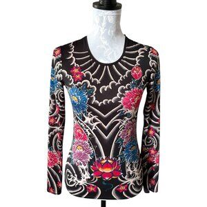 YMX Yellowman Womens Long Sleeve Cycling Shirt Top Floral Small